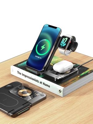 Un buon prezzo. Compatta dimensione 3 in 1 stazione di ricarica wireless / pad W / cavo di tipo C in linea