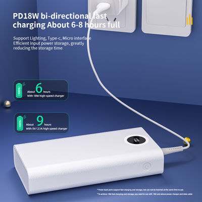 Un buon prezzo. Banca di alimentazione portatile bianca ad alta capacità 30000mAh Compatibilità universale in linea